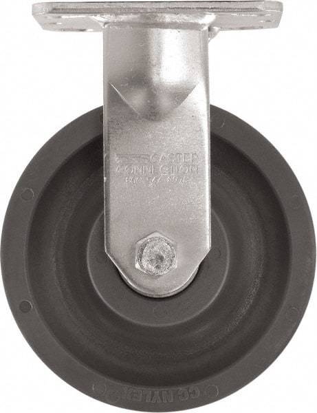 Caster Connection - 6" Diam x 2" Wide x 7-1/2" OAH Top Plate Mount Rigid Caster - High Grade Nylon, 1,500 Lb Capacity, Sealed Precision Ball Bearing, 4 x 4-1/2" Plate - USA Tool & Supply