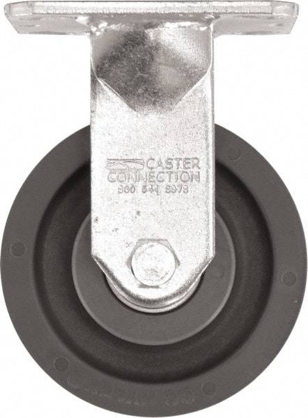 Caster Connection - 5" Diam x 2" Wide x 6-1/2" OAH Top Plate Mount Rigid Caster - High Grade Nylon, 1,200 Lb Capacity, Sealed Precision Ball Bearing, 4 x 4-1/2" Plate - USA Tool & Supply