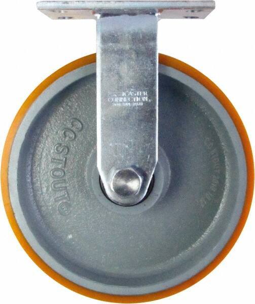 Caster Connection - 10" Diam x 3" Wide x 11-1/2" OAH Top Plate Mount Rigid Caster - Polyurethane on Iron, 2,750 Lb Capacity, Sealed Precision Ball Bearing, 4-1/2 x 6-1/4" Plate - USA Tool & Supply