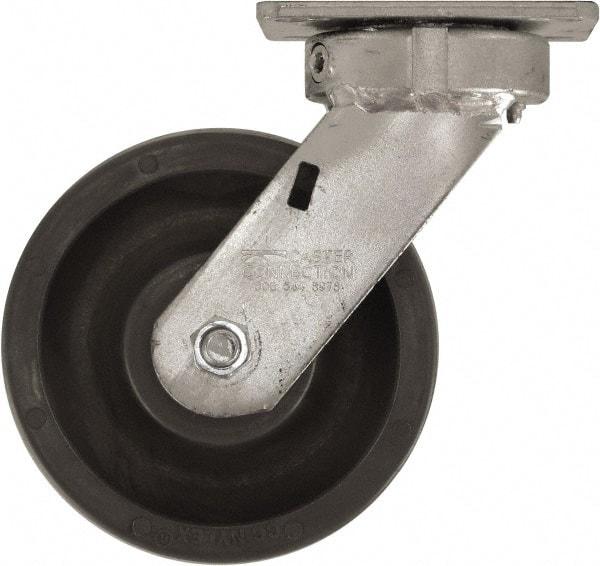Caster Connection - 6" Diam x 2" Wide x 7-1/2" OAH Top Plate Mount Swivel Caster - High Grade Nylon, 1,500 Lb Capacity, Sealed Precision Ball Bearing, 4 x 4-1/2" Plate - USA Tool & Supply