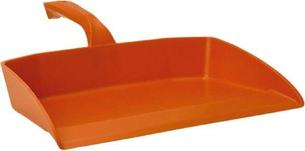 Vikan - 12-1/2" Wide Handheld Dustpan - Plastic Body, 4-1/2" Handle, Orange - USA Tool & Supply