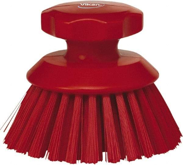 Vikan - 1-1/2" Bristle Length, Polyester Food Service Brush - 3-3/4" Long x 5" Wide Head, 5" OAL, Red, Polypropylene Block - USA Tool & Supply