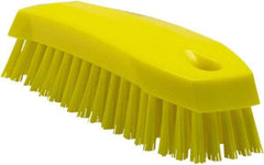 Vikan - 1" Bristle Length, Polyester Scrub Brush - 6-1/4" Long x 7" Wide Head, 7" OAL, Yellow, Polypropylene Block - USA Tool & Supply