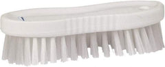 Vikan - 1" Bristle Length, Polyester Scrub Brush - 6-1/4" Long x 7" Wide Head, 7" OAL, White, Polypropylene Block - USA Tool & Supply