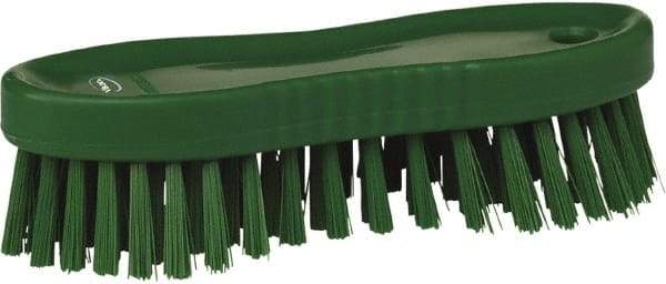 Vikan - 1" Bristle Length, Polyester Scrub Brush - 6-1/4" Long x 7" Wide Head, 7" OAL, Green, Polypropylene Block - USA Tool & Supply