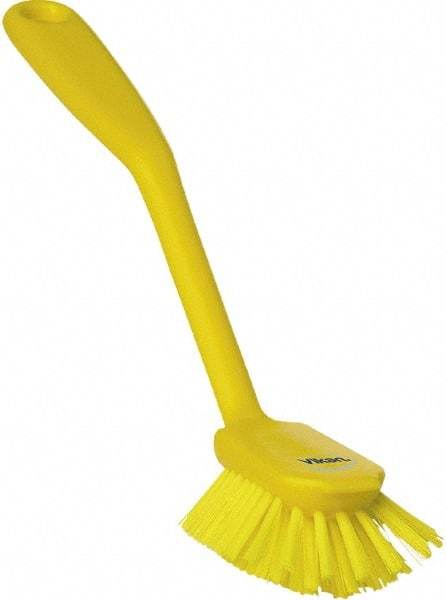 Vikan - 1" Bristle Length, Polyester Food Service Brush - 2-11/16" Long x 1" Wide Head, 10-1/2" OAL, Yellow, Polypropylene Block - USA Tool & Supply