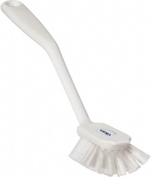 Vikan - 1" Bristle Length, Polyester Food Service Brush - 2-11/16" Long x 1" Wide Head, 10-1/2" OAL, White, Polypropylene Block - USA Tool & Supply