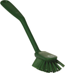 Vikan - 1" Bristle Length, Polyester Food Service Brush - 2-11/16" Long x 1" Wide Head, 10-1/2" OAL, Green, Polypropylene Block - USA Tool & Supply