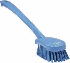 Vikan - 1.3" Bristle Length, Polyester Scrub Brush - 4" Long x 2-3/4" Wide Head, 15-3/4" OAL, Blue, Polypropylene Block - USA Tool & Supply