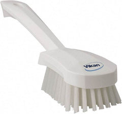 Vikan - 1.3" Bristle Length, Polyester Scrub Brush - 4-1/4" Long x 2-3/4" Wide Head, 10" OAL, White, Polypropylene Block - USA Tool & Supply