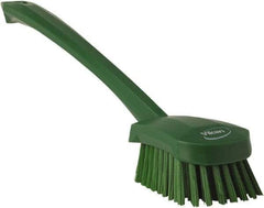 Vikan - 1.3" Bristle Length, Polyester Scrub Brush - 4" Long x 2-3/4" Wide Head, 15-3/4" OAL, Green, Polypropylene Block - USA Tool & Supply