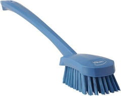 Vikan - 1.3" Bristle Length, Polyester Scrub Brush - 4" Long x 2-3/4" Wide Head, 15-3/4" OAL, Blue, Polypropylene Block - USA Tool & Supply