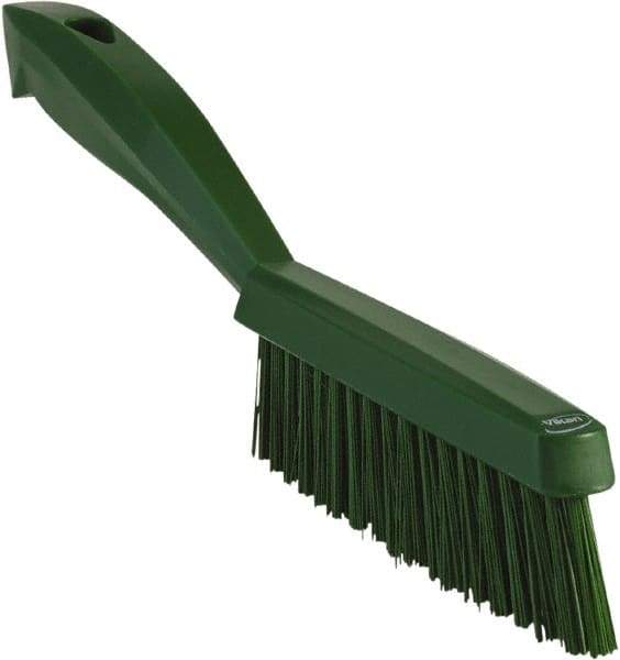 Vikan - 1.3" Bristle Length, Polyester Scrub Brush - 5-7/8" Long x 0.8" Wide Head, 11.2" OAL, Green, Polypropylene Block - USA Tool & Supply