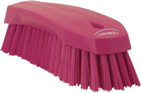 Vikan - 1.3" Bristle Length, Polyester Utility Scrub Brush - 7" Long x 3" Wide Head, 8" OAL, Pink, Polypropylene Block - USA Tool & Supply