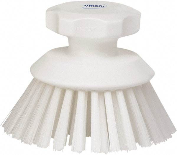 Vikan - 1-1/2" Bristle Length, Polyester Food Service Brush - 3-3/4" Long x 5" Wide Head, 5" OAL, White, Polypropylene Block - USA Tool & Supply