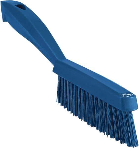 Vikan - 1.3" Bristle Length, Polyester Scrub Brush - 5-7/8" Long x 0.8" Wide Head, 11.2" OAL, Blue, Polypropylene Block - USA Tool & Supply