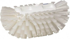 Vikan - 1-1/2" Bristle Length, Polyester Utility Scrub Brush - 5-1/2" Wide Head, 8" OAL, European Threaded Handle, White, Polypropylene Block - USA Tool & Supply