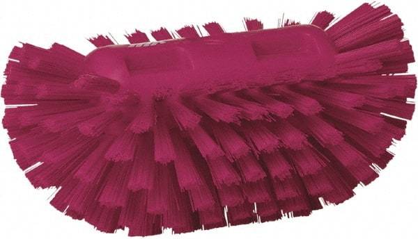 Vikan - 1-1/2" Bristle Length, Polyester Utility Scrub Brush - 5-1/2" Wide Head, 8" OAL, European Threaded Handle, Pink, Polypropylene Block - USA Tool & Supply