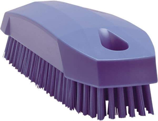 Vikan - 0.7" Bristle Length, Polyester Scrub Brush - 1-1/2" Wide Head, 4-1/2" OAL, Purple, Polypropylene Block - USA Tool & Supply