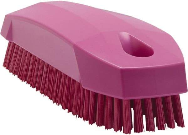 Vikan - 0.7" Bristle Length, Polyester Scrub Brush - 1-1/2" Wide Head, 4-1/2" OAL, Pink, Polypropylene Block - USA Tool & Supply