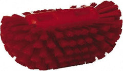 Vikan - 1-1/2" Bristle Length, Polyester Utility Scrub Brush - 5-1/2" Wide Head, 8" OAL, European Threaded Handle, Red, Polypropylene Block - USA Tool & Supply