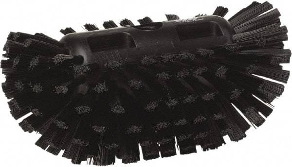 Vikan - 1-1/2" Bristle Length, Polyester Utility Scrub Brush - 5-1/2" Wide Head, 8" OAL, European Threaded Handle, Black, Polypropylene Block - USA Tool & Supply