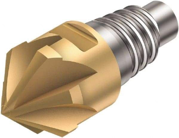 Sandvik Coromant - 316-CM Grade 1030 Carbide Chamfer Milling Tip Insert - TiAlN/TiN Finish, 6 Flutes, 12mm Cutting Diam, 6.5mm Depth of Cut, 14.5mm Extension, 0° Helix - USA Tool & Supply