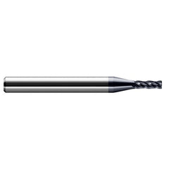 Miniature End Mills - Stub & Standard - 0.1250″ (1/8″) Cutter Diameter × 0.0050″ Radius × 0.1870″ (3/16″) Length of Cut Carbide Corner Radius End Mill, 4 Flutes, AlTiN Coated - Exact Industrial Supply