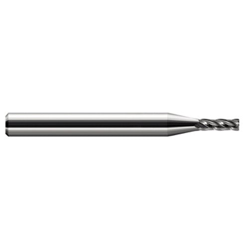 Miniature End Mills - Stub & Standard - 0.0390″ Cutter Diameter × 0.0100″ Radius × 0.0590″ Length of Cut Carbide Corner Radius End Mill, 4 Flutes - Exact Industrial Supply
