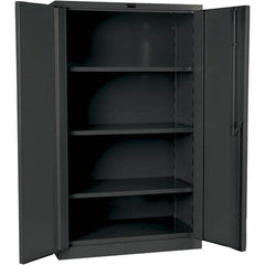 Hallowell - 3 Shelf Locking Storage Cabinet - Steel, 36" Wide x 21" Deep x 60" High, Gray - USA Tool & Supply