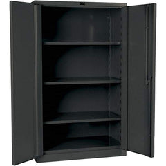 Hallowell - 3 Shelf Locking Storage Cabinet - Steel, 48" Wide x 24" Deep x 60" High, Gray - USA Tool & Supply