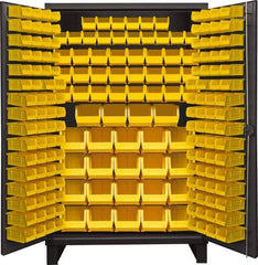 Durham - 192 Bin Storage Cabinet - Steel, 48" Wide x 24" Deep x 78" High, Gray - USA Tool & Supply