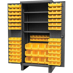 Durham - 3 Shelf 108 Bin Storage Cabinet - Steel, 36" Wide x 24" Deep x 78" High, Gray - USA Tool & Supply