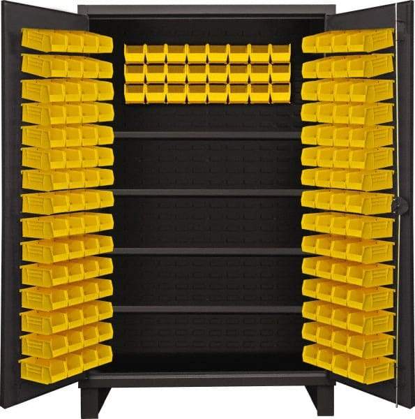 Durham - 4 Shelf 144 Bin Storage Cabinet - Steel, 48" Wide x 24" Deep x 78" High, Gray - USA Tool & Supply
