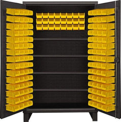 Durham - 4 Shelf 144 Bin Storage Cabinet - Steel, 48" Wide x 24" Deep x 78" High, Gray - USA Tool & Supply