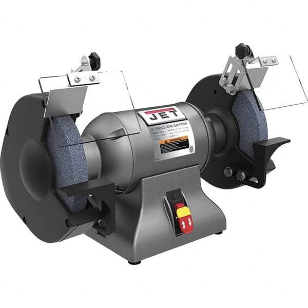 Jet - 10" Wheel Diam x 1" Wheel Width, 1-1/2 hp Grinder - 1" Arbor Hole Diam, 1 Phase, 1,720 Max RPM, 115 Volts - USA Tool & Supply