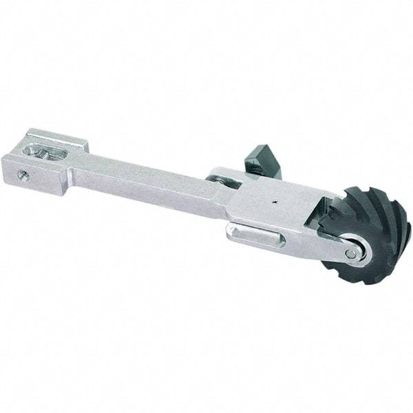 Dynabrade - 1-1/4" Wide Contact Arm - 72" Belt Length x 1-1/4" Belt Width, Serrated, Urethane, 70" Contact Wheel Diam - USA Tool & Supply