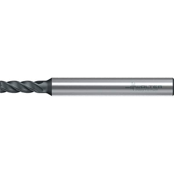 Walter-Prototyp - 4mm, 11mm LOC, 6mm Shank Diam, 57mm OAL, 4 Flute, Solid Carbide Square End Mill - TiAlN Finish, 38° Helix, Right Hand Cut, Right Hand Flute, Series MC251-A-4-B - USA Tool & Supply