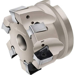 Walter - 4 Inserts, 50mm Cut Diam, 22mm Arbor Diam, Indexable Square-Shoulder Face Mill - 0° Lead Angle, 40mm High, Through Coolant, Series F4041-B1-LN1307 - USA Tool & Supply