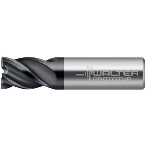 Walter-Prototyp - 3mm, 4mm LOC, 6mm Shank Diam, 39mm OAL, 4 Flute, Solid Carbide Square End Mill - TiAlN Finish, 45° Helix, Right Hand Cut, Right Hand Flute, Series MC321-A-4-S - USA Tool & Supply
