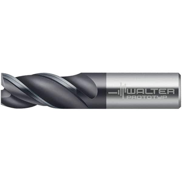 Walter-Prototyp - 12mm, 13mm LOC, 12mm Shank Diam, 56mm OAL, 3 Flute, Solid Carbide Square End Mill - TiAlN Finish, 45° Helix, Right Hand Cut, Right Hand Flute, Series MC321-A-3-S - USA Tool & Supply