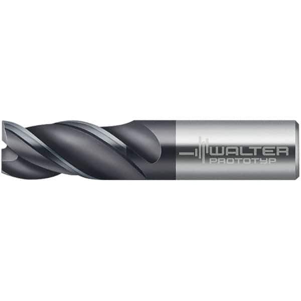 Walter-Prototyp - 12mm, 22mm LOC, 12mm Shank Diam, 73mm OAL, 3 Flute, Solid Carbide Square End Mill - TiAlN Finish, 45° Helix, Right Hand Cut, Right Hand Flute, Series MC321-A-3-A - USA Tool & Supply