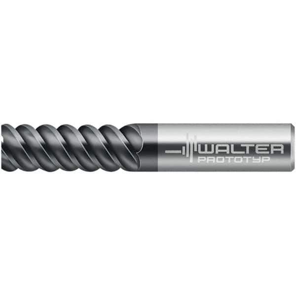 Walter-Prototyp - 20mm, 38mm LOC, 20mm Shank Diam, 104mm OAL, 6 Flute, Solid Carbide Square End Mill - TiAlN Finish, 60° Helix, Right Hand Cut, Right Hand Flute, Series MC129-A-6-B - USA Tool & Supply
