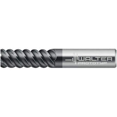 Walter-Prototyp - 6mm, 13mm LOC, 6mm Shank Diam, 57mm OAL, 6 Flute, Solid Carbide Square End Mill - TiAlN Finish, 60° Helix, Right Hand Cut, Right Hand Flute, Series MC129-A-6-B - USA Tool & Supply