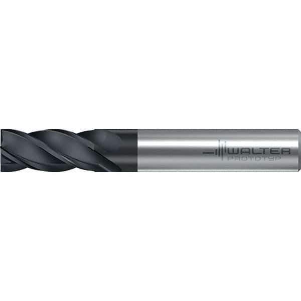 Walter-Prototyp - 10mm, 22mm LOC, 10mm Shank Diam, 72mm OAL, 4 Flute, Solid Carbide Square End Mill - TiAlN Finish, 38° Helix, Right Hand Cut, Right Hand Flute, Series MC251-A-4-B - USA Tool & Supply