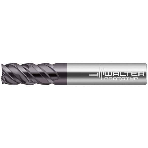 Walter-Prototyp - 20mm, 38mm LOC, 20mm Shank Diam, 104mm OAL, 4 Flute, Solid Carbide Square End Mill - TiAlN Finish, 50° Helix, Right Hand Cut, Right Hand Flute, Series MC326-A-B - USA Tool & Supply
