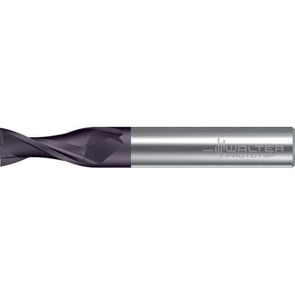 Walter-Prototyp - 12mm, 22mm LOC, 12mm Shank Diam, 83mm OAL, 2 Flute, Solid Carbide Square End Mill - TiAlN Finish, 30° Helix, Right Hand Cut, Right Hand Flute, Series MC216-A-2-B - USA Tool & Supply
