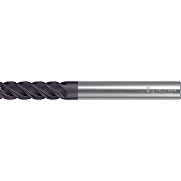 Walter-Prototyp - 10mm, 50mm LOC, 10mm Shank Diam, 118mm OAL, 4 Flute, Solid Carbide Square End Mill - TiAlN Finish, 45° Helix, Right Hand Cut, Right Hand Flute, Series MC122-A-X - USA Tool & Supply