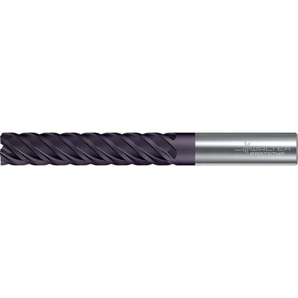 Walter-Prototyp - 25mm, 45mm LOC, 25mm Shank Diam, 121mm OAL, 5 Flute, Solid Carbide Square End Mill - TiAlN Finish, 45° Helix, Right Hand Cut, Right Hand Flute, Series MC122-W-B - USA Tool & Supply