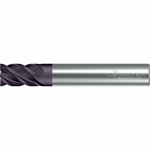 Walter-Prototyp - 12mm, 16mm LOC, 12mm Shank Diam, 73mm OAL, 4 Flute, Solid Carbide Square End Mill - TiAlN Finish, 45° Helix, Right Hand Cut, Right Hand Flute, Series MC322-A-A - USA Tool & Supply